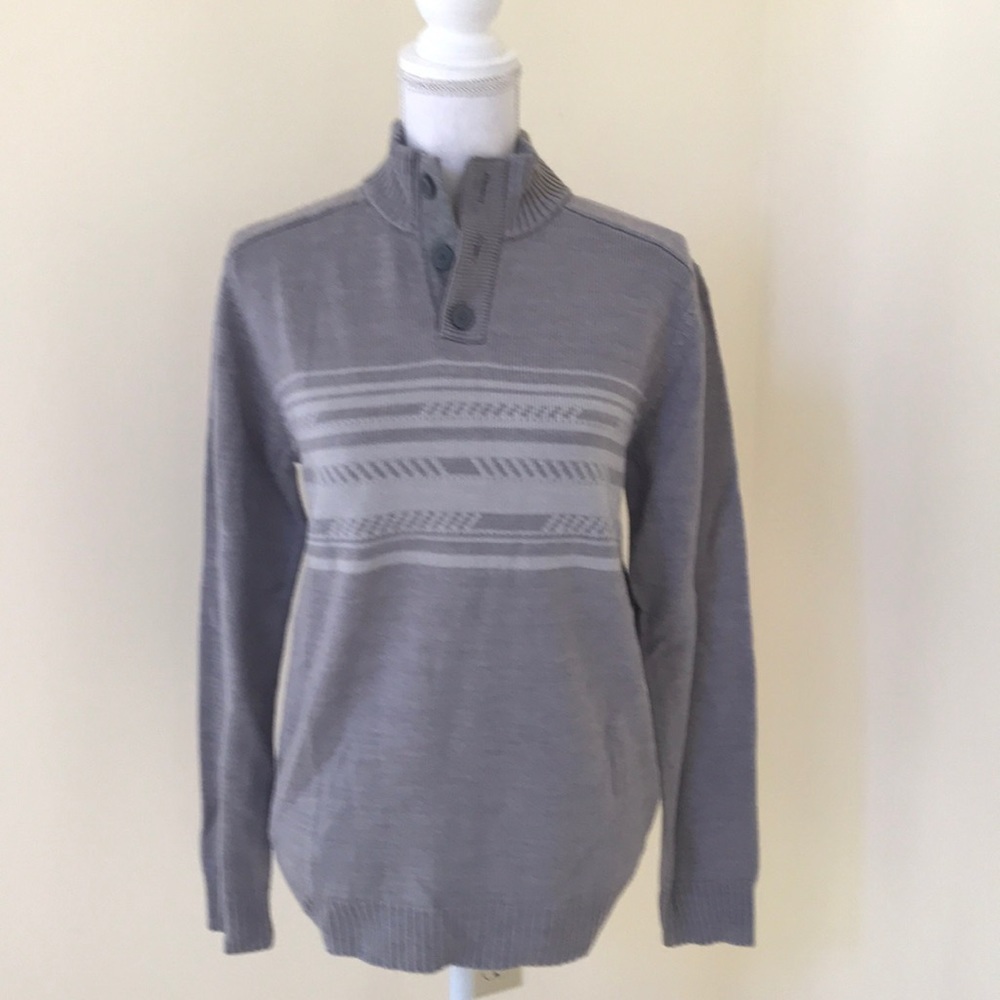 NWT! DKNY small grey high neck button down sweater